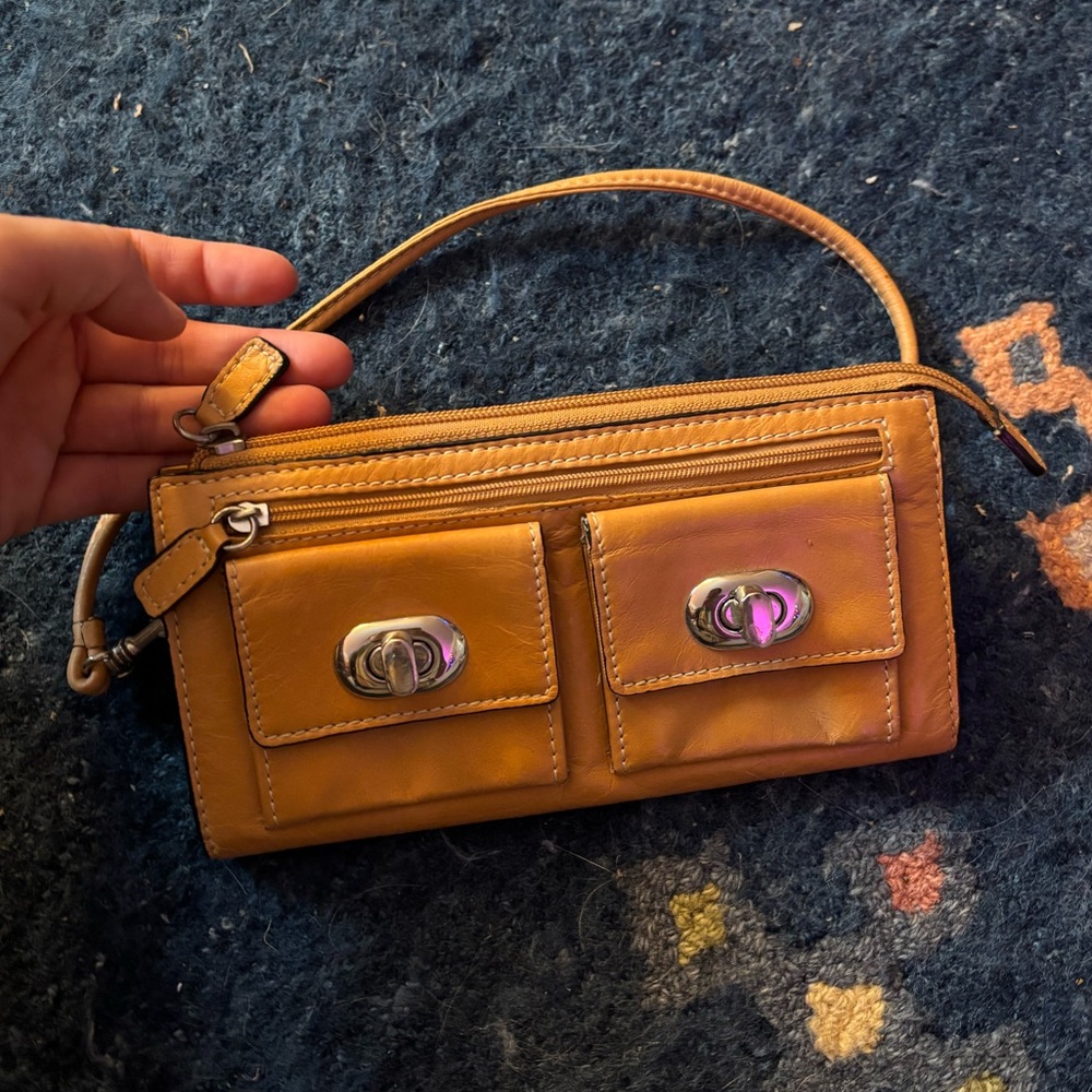 Nordstrom leather wristlet in cognac